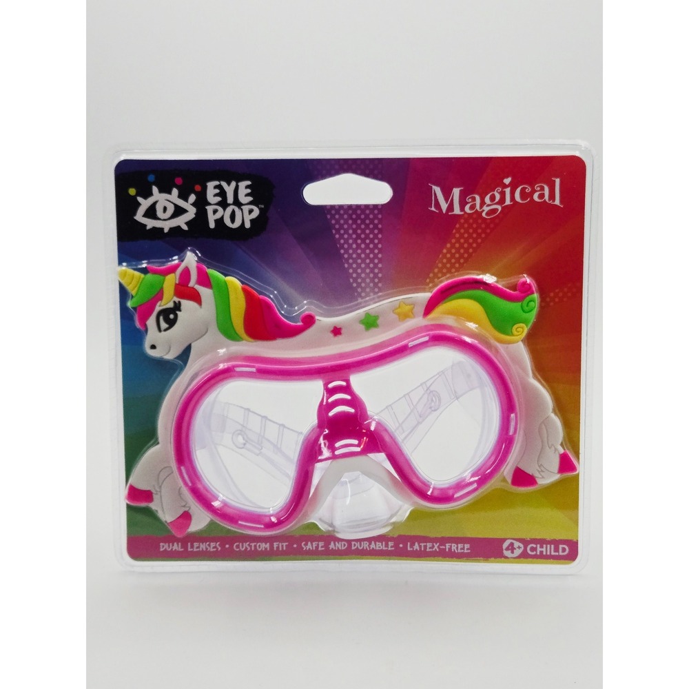 Eye Pop Magical Unicorn Kids Swim Mask Pink Dual Lens Ages 4+ WMM18962 New